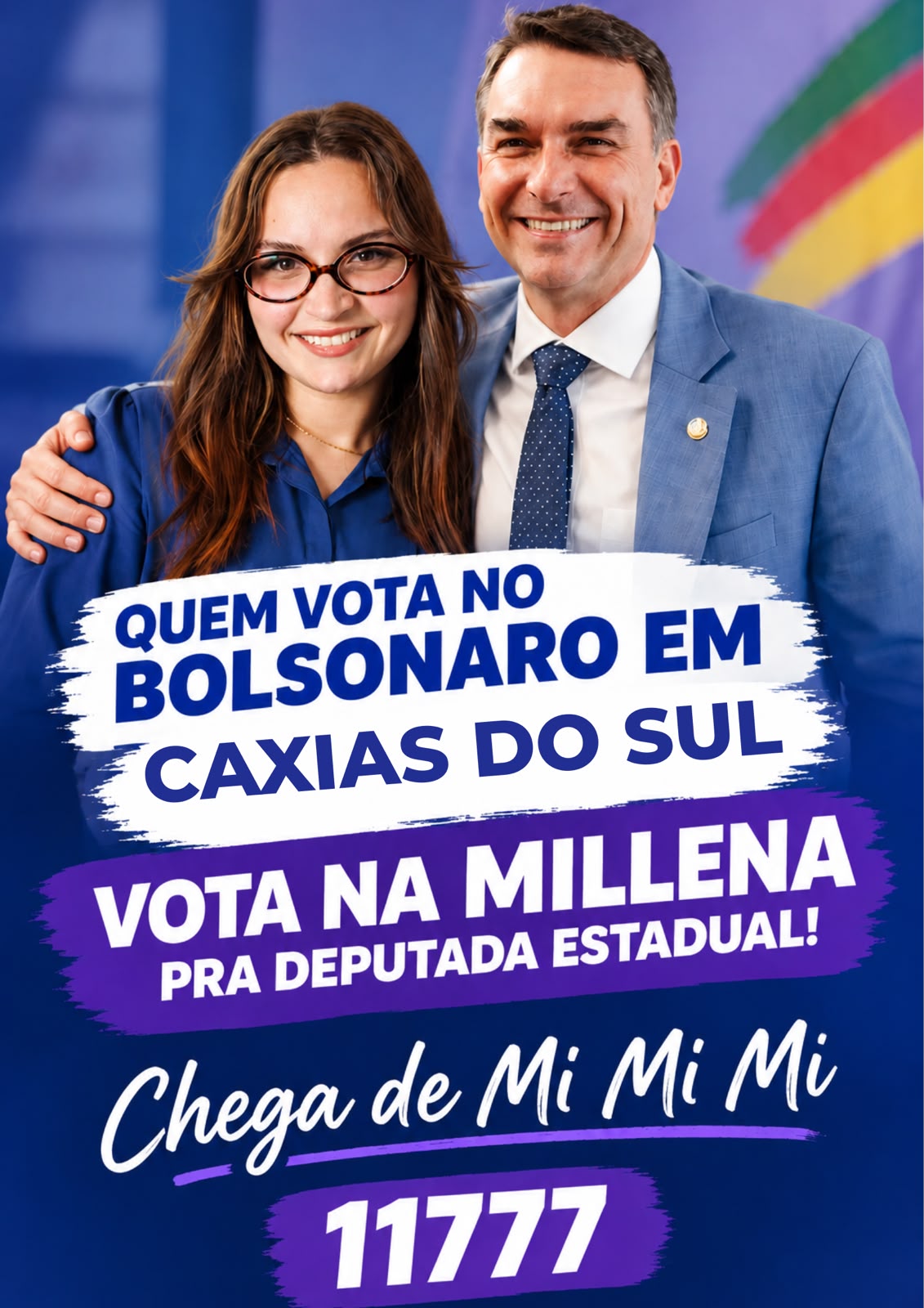 Millena Vieira ao lado de Flávio Bolsonaro: quem vota no Bolsonaro vota na Millena para deputada estadual, 11777